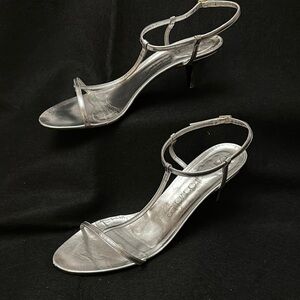 Vintage Joan and David Silver Strappy Heels